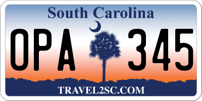 SC license plate OPA345