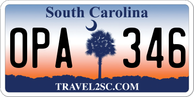 SC license plate OPA346