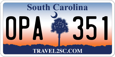 SC license plate OPA351