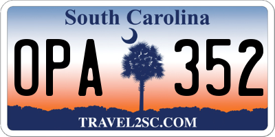 SC license plate OPA352