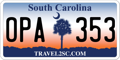 SC license plate OPA353
