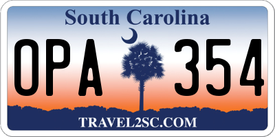 SC license plate OPA354