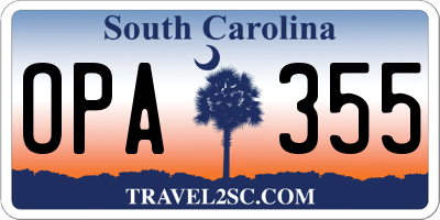 SC license plate OPA355