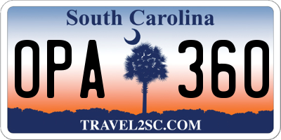 SC license plate OPA360