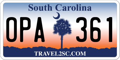 SC license plate OPA361