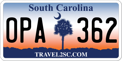 SC license plate OPA362