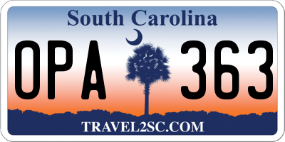 SC license plate OPA363
