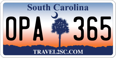 SC license plate OPA365