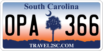 SC license plate OPA366