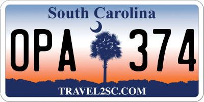 SC license plate OPA374