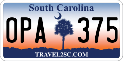 SC license plate OPA375