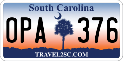 SC license plate OPA376