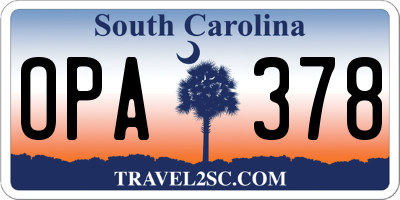 SC license plate OPA378