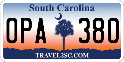SC license plate OPA380