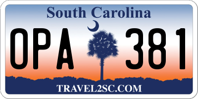 SC license plate OPA381