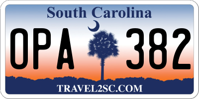 SC license plate OPA382