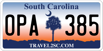 SC license plate OPA385