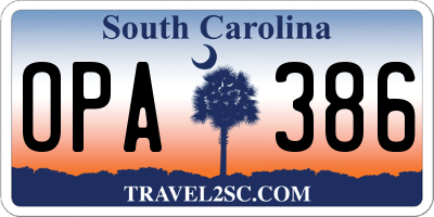 SC license plate OPA386