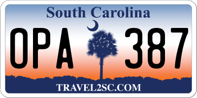 SC license plate OPA387