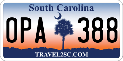 SC license plate OPA388
