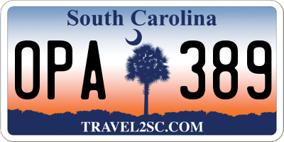 SC license plate OPA389