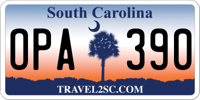 SC license plate OPA390