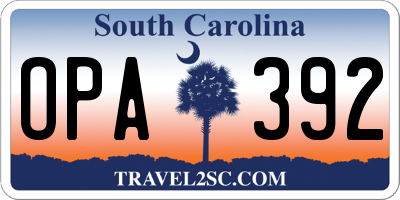 SC license plate OPA392