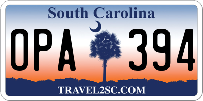 SC license plate OPA394