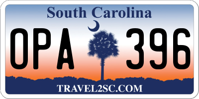 SC license plate OPA396