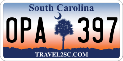 SC license plate OPA397