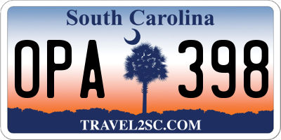 SC license plate OPA398