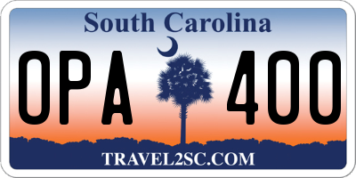 SC license plate OPA400