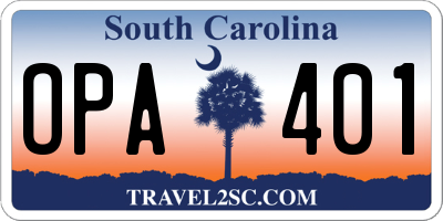 SC license plate OPA401