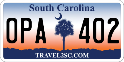 SC license plate OPA402