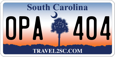 SC license plate OPA404