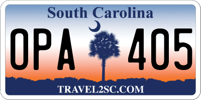 SC license plate OPA405