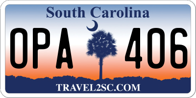 SC license plate OPA406