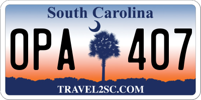 SC license plate OPA407