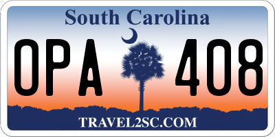 SC license plate OPA408