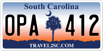 SC license plate OPA412