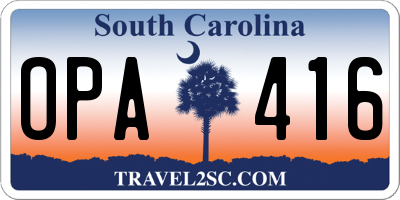 SC license plate OPA416