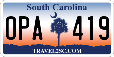 SC license plate OPA419