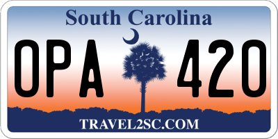 SC license plate OPA420