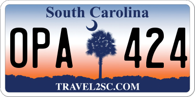 SC license plate OPA424