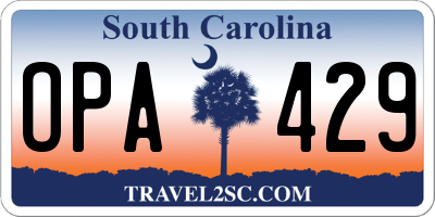 SC license plate OPA429