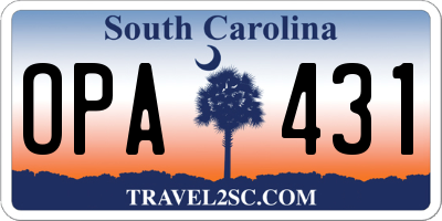 SC license plate OPA431
