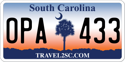 SC license plate OPA433
