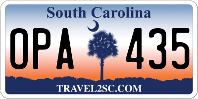 SC license plate OPA435
