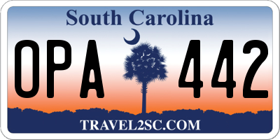 SC license plate OPA442