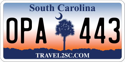 SC license plate OPA443